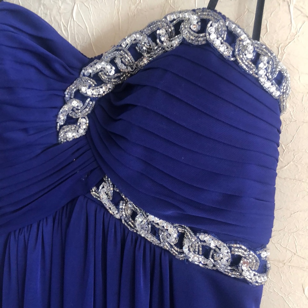 Blonde Nites Royal Blue Strapless Dress Size 3 - Picture 3 of 5